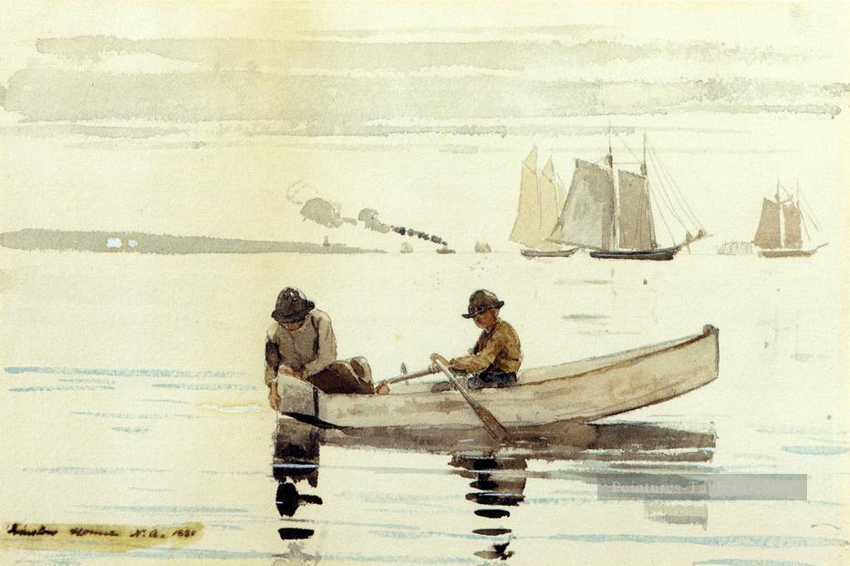 Garçons Pêche Gloucester Harbour Winslow Homer aquarelle Peintures à l'huile